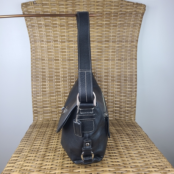 Coach Black Pebbled Leather Legacy Flap Shoulder Bag Silver Hardware - Picture 7 of 16